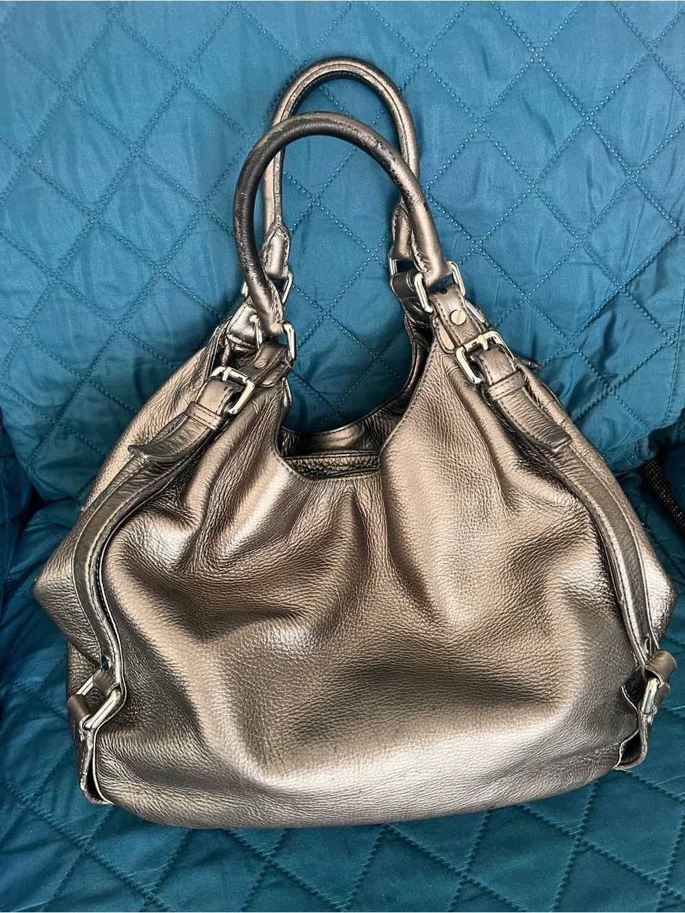 Michael Kors Metallic Bronze Leather Hobo Bag - Picture 6 of 6